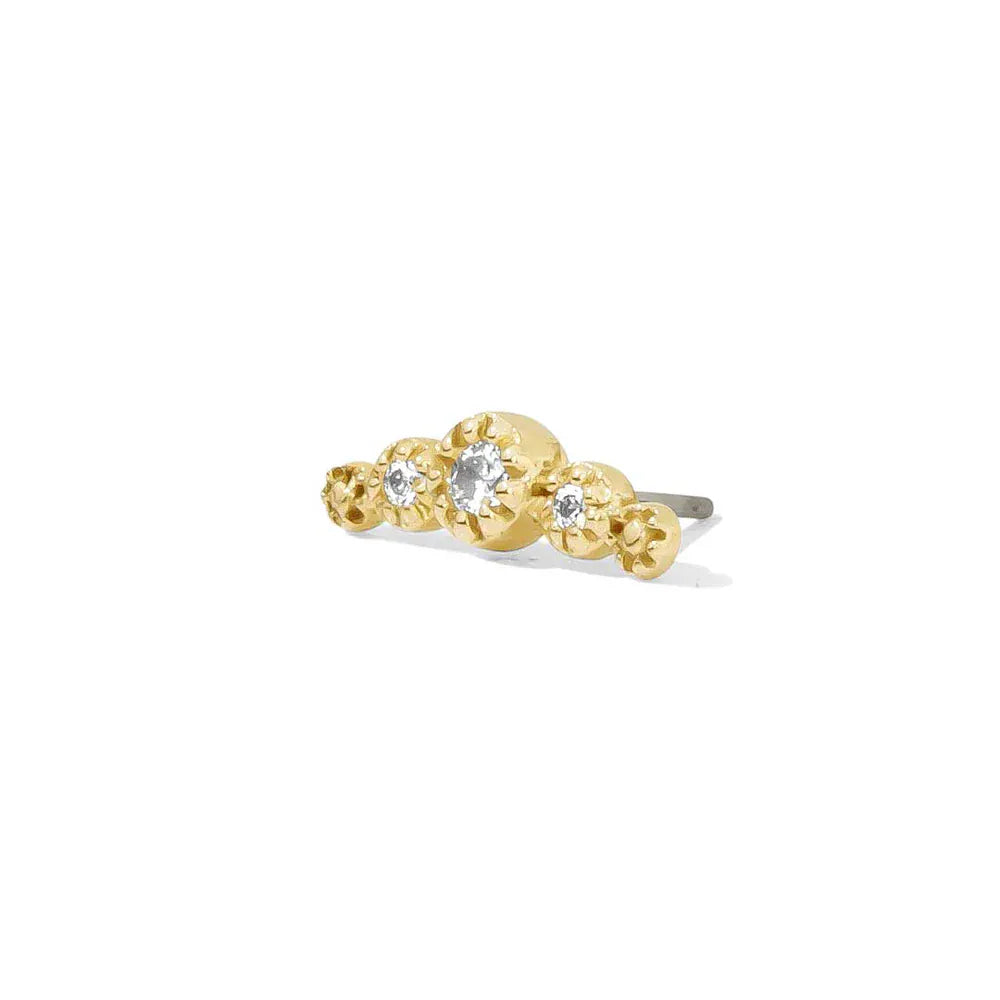 Tawapa gold piercing end Beloved - White CZ