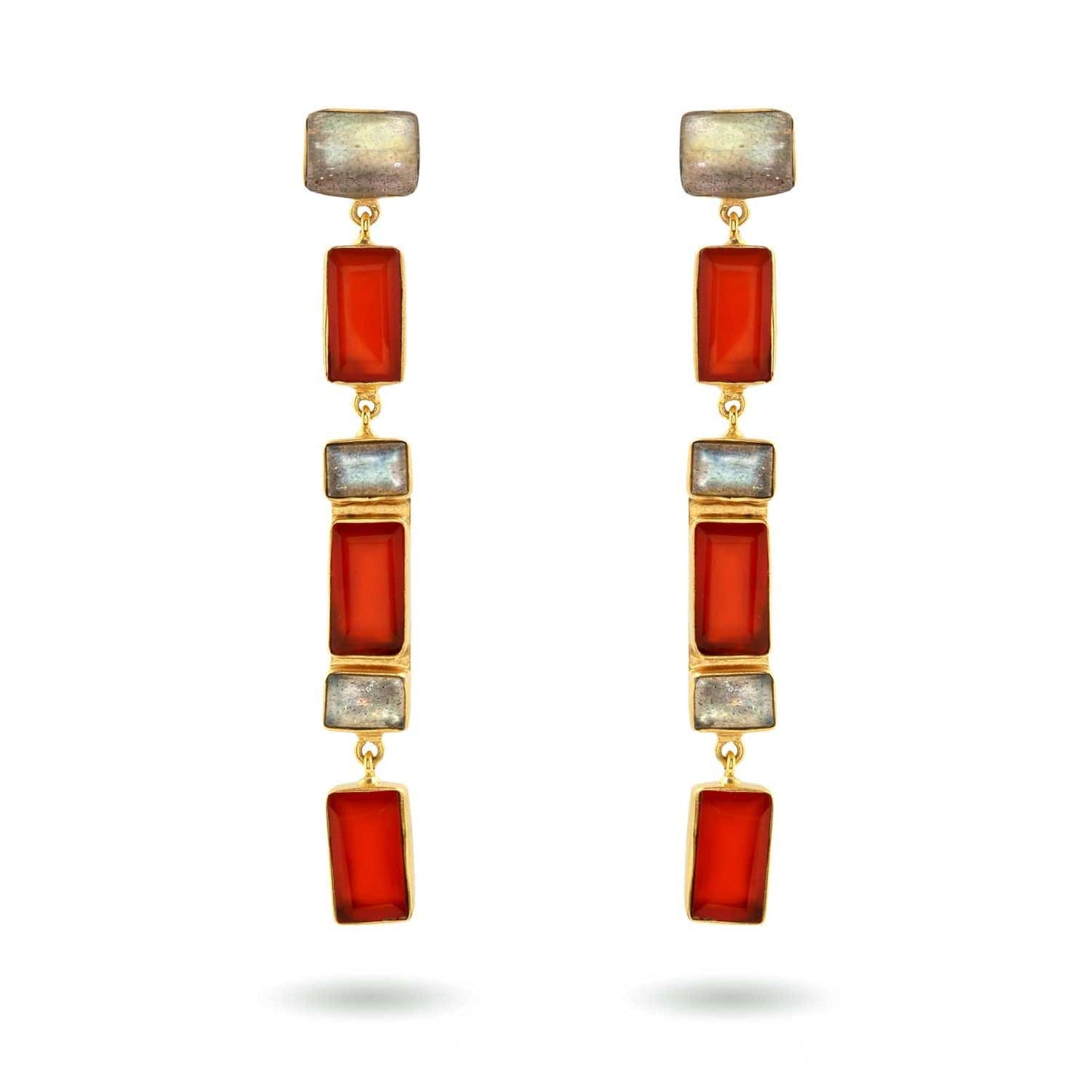 Christine Bekaert Jewelry Earring Carnelian + Labradorite Salima