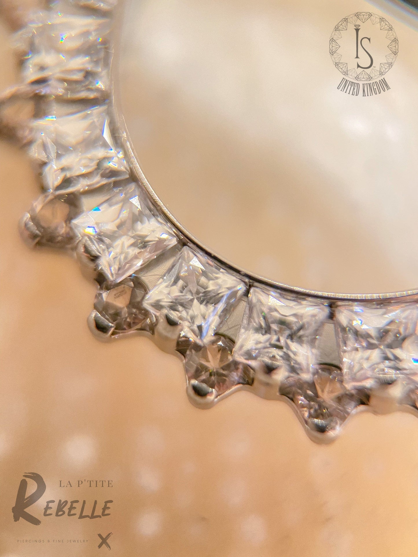 Industrial Strength Titanium Ring Dione Clicker - Clear CZ & Dusty Morganite