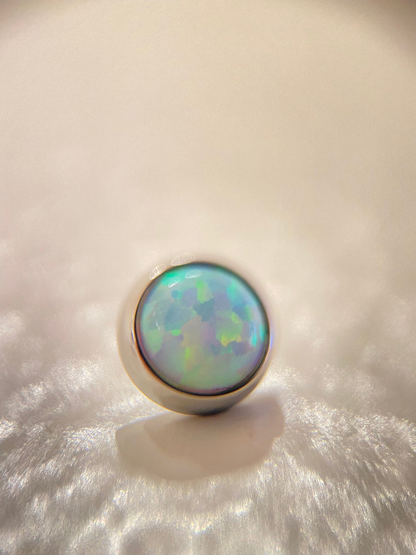 Industrial Strength Threaded Titanium 3mm / White Opal Faux Pal Cabochon (Industrial Strength)