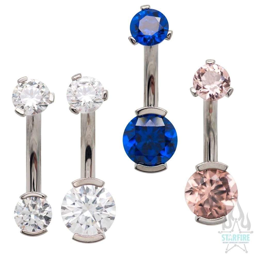Industrial Strength Threaded Titanium Double Prong Navel Curve