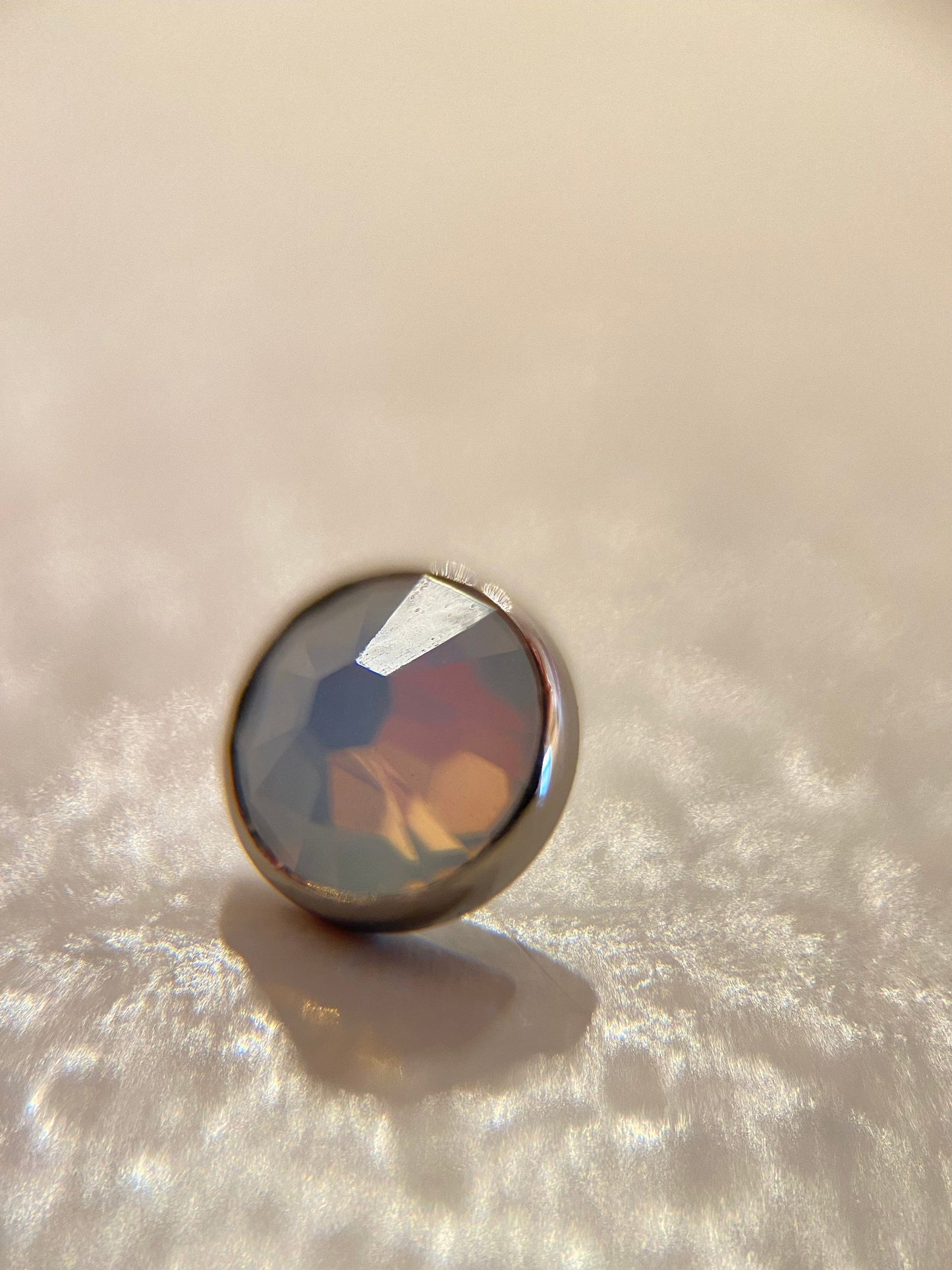 Industrial Strength Threadless Titanium 3mm / Crystal White Opal Flat Bezel Set (Industrial Strength)